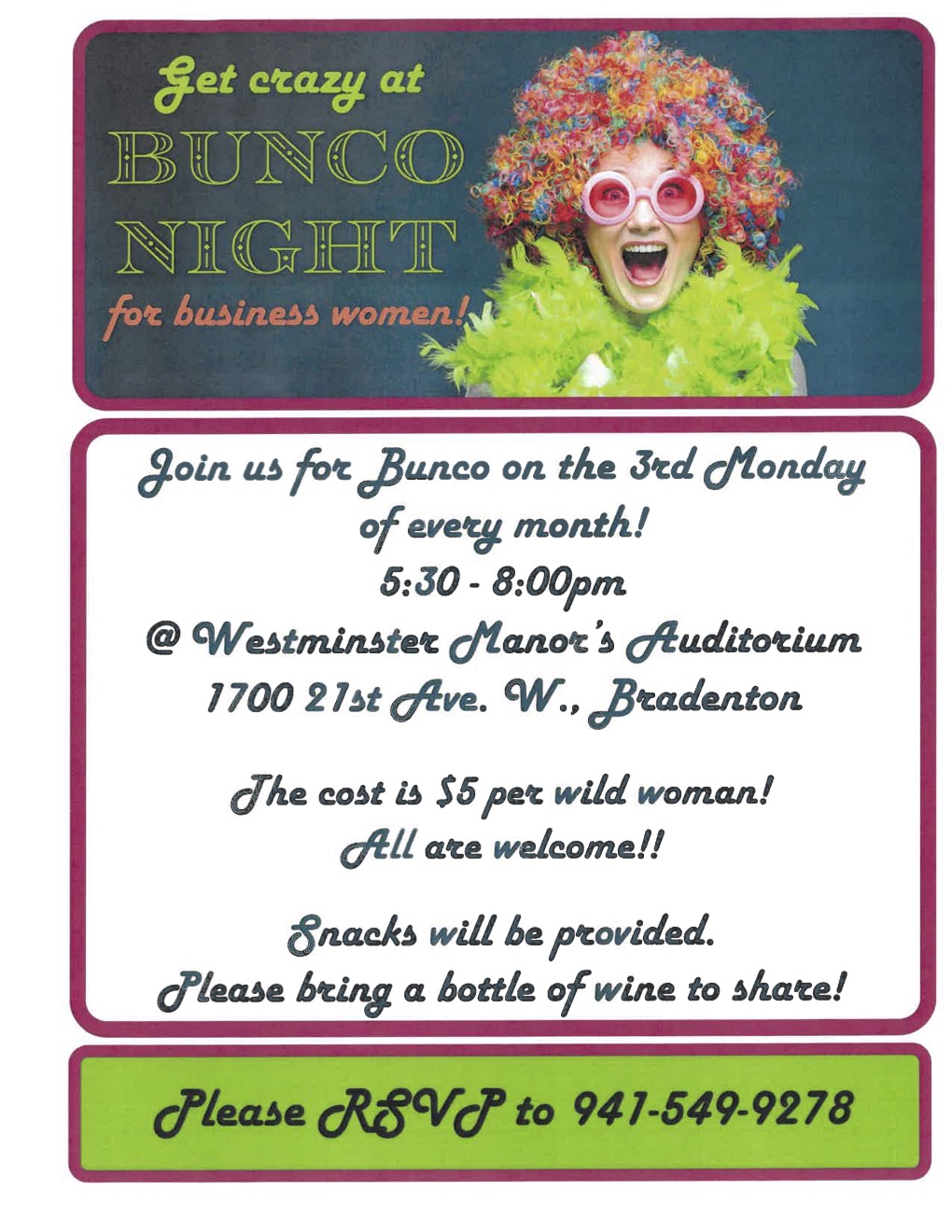 Bunco Night for Business Women!